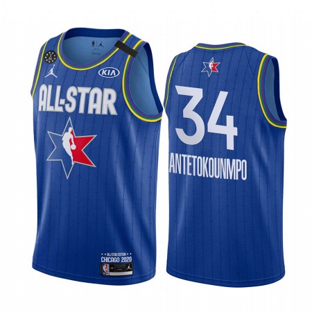 Maglia NBA Milwaukee Bucks Giannis Antetokounmpo 34 2020 All-Star Jordan Brand Blu Swingman - Uomo